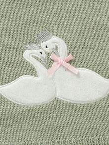 四季純棉嬰兒毯 新生兒毯 可愛天鵝刺繡 女嬰舒適毯 推車毯 兒童毯 嬰兒必需品 - 淺綠 - 查看 7