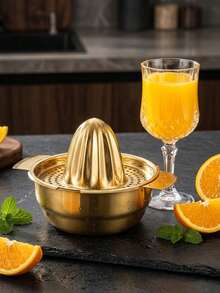 MiLaiWP 1pc Gold Stainless Steel Manual Juicer/Lemon Orange Grapefruit Squeezer, Citrus Easy Squeeze, With Bowl-Shaped Container, 2 Spouts, Bowl Design, Easy To Clean, Suitable For Kitchen, Outdoor And Party Use - Gold - View 8