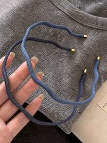 2 piezas/1 pieza Diadema de mezclilla ultra delgada con ondas para mujeres, clip de cabello versátil, nuevo estilo primavera/verano, diseño de corona alta, apariencia premium - Azul - Ver 6