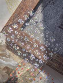 1片5D贝壳亮面美甲贴纸，彩色泡泡美甲贴纸，简约透明美甲装饰，DIY自粘美甲贴纸，持久易贴美甲贴纸，适合女性和女孩 - 彩色 - 查看 2