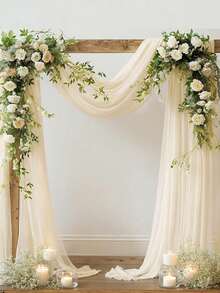Arch-Shaped Draped Fabric, 1/2pcs, Sheer Backdrop Curtain, Suitable For Party, Ceiling Decor, Wedding Arch, Wedding Banquet, Christmas And More Occasions - A - View 4