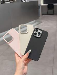 3pcs Solid Color Large Hole Matte Anti-Drop Phone Case Set, Personalized Protective Cover For IPhone 16 Pro Max/17/16/15/14 Plus/13/12/11/Air - Multicolor - View 2
