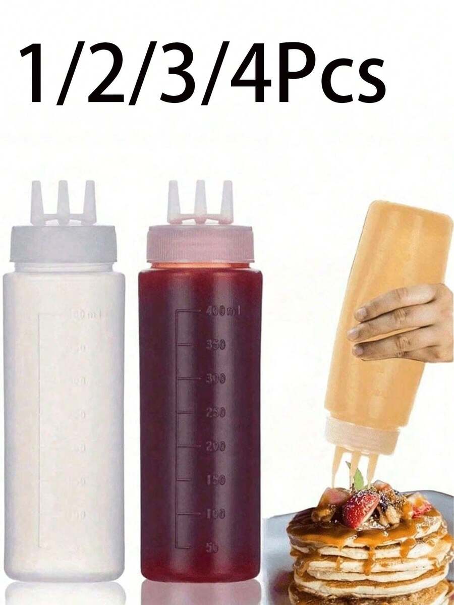 1/2/3/4 buah Botol Peras Terbalik Multifungsi untuk Dapur - Botol Dispenser Nosel Besar Bebas PVC, Wadah Saus dan Sirup Isi Ulang, Cocok untuk Dapur dan Restoran, Botol Bumbu Desain Anti Bocor dan Segel Otomatis, Cocok untuk Saus Tomat