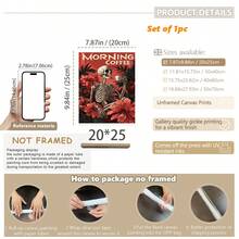1 peça, Arte de Parede em Tela, Decoração de Parede Emoldurada, Pintura em Tela Vintage com Caveira de Café Bom Dia e Flor Vermelha, Pôster Decorativo Sem Moldura Estilo Gótico Dark Academia Popular, Decoração de Bar de Café, Decoração de Casa Moderna, Decoração de Quarto, Decoração de Dormitório, Decoração de Quarto, Decoração de Sala de Estar, Decoração de Banheiro - Caveira de Café - Visão 12
