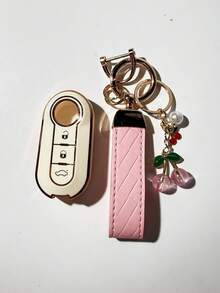 Cherry Keychain + Key Shell Set, Compatible With Fiat Car Key Covers, TPU Material Anti-Scratch Anti-Drop + 0.1mm Ultra-Thin Ultra-Quiet | 3-Button Precise Fit For Models (Includes Installation Screwdriver) Shockproof Wear-Resistant Portable Design 360° Signal Protection Anti-Fingerprint Coating Long-Lasting Like New - Cherry - View 7