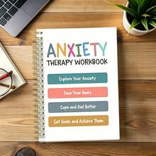 1 pieza Cuaderno de trabajo con espiral A5 para la curación de la ansiedad, diario de autocuidado de salud mental, libro de escritura guiada para el manejo del estrés y la curación emocional para adultos, útiles escolares - Multicolor - Ver 1