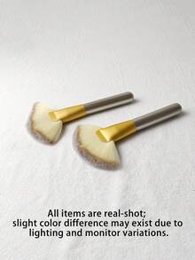 1 Stück großer fächerförmiger Make-up-Pinsel, multifunktionaler Pinsel für Puder, Foundation, Rouge, Concealer, weiche Borsten, 3-in-1 Make-up-Werkzeug, geeignet zum Fixieren von Puder und zum Erstellen eines hervorgehobenen Make-up-Looks - Verschiedenfarbig - Übersicht 11