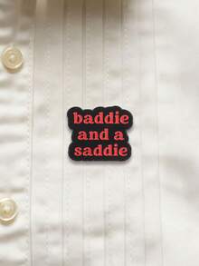 Baddie And A Saddie Black Red Cloud Enamel Pin Y2K Sassy Sad Girl Meme Lapel Brooch Women Alt Backpack Decor Gift - Multicolor - View 5