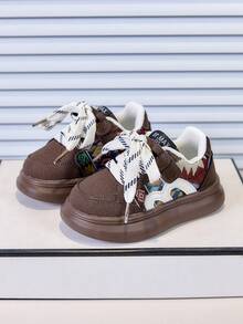 1 par de zapatillas deportivas casuales para bebé y niño pequeño, zapatos de skate, transpirables y cómodos, de moda, con cierre de gancho y bucle, para todas las estaciones, primavera y verano, nuevo estilo, zapatos para niños y niñas, zapatos para bebé, zapatos para niño pequeño, zapatos para caminar, para uso al aire libre - Marrón - Ver 1