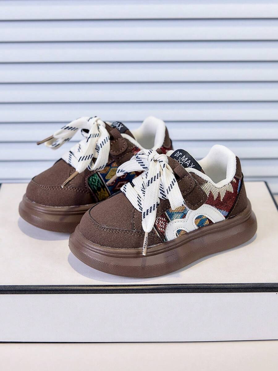 1 par de zapatillas deportivas casuales para bebé y niño pequeño, zapatos de skate, transpirables y cómodos, de moda, con cierre de gancho y bucle, para todas las estaciones, primavera y verano, nuevo estilo, zapatos para niños y niñas, zapatos para bebé, zapatos para niño pequeño, zapatos para caminar, para uso al aire libre - Marrón - Ver 1