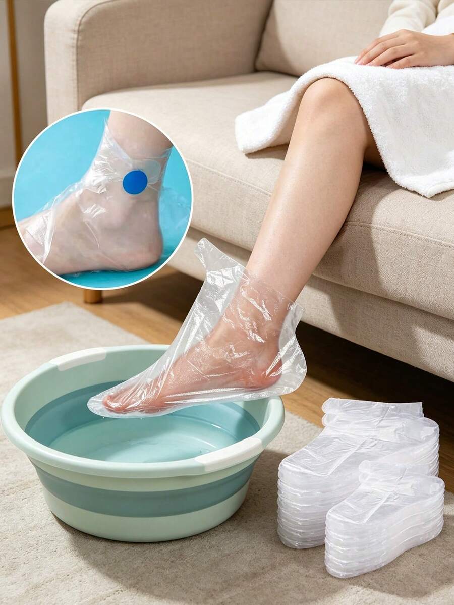 100/300/500pcs Transparent Disposable Foot Mask Bags, Foot Bath SPA Foot Mask Anti-Cracking Foot Care Tool Storage Bags - Multicolor - View 1