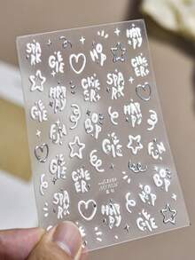 1 Crystal Diamond Nail Art Luxury Sticker Popular Fresh Three Dimensional Love Letter Nail Art Sticker Cute Decoration DIY Nail Stickers - 彩色 - 查看 4