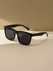 Vintage Square Large Frame Plastic Black Fashion Glasses Classic Style Decorative Travel Beach Vacation Casual Daily Wear Summer Sun Protection Anti-UV Driving Fashion Glasses For Men And Women - Black - View 2