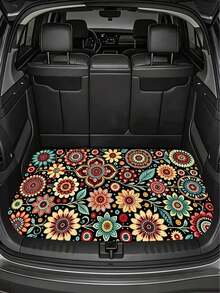 Alfombra de maletero de coche con diseño floral bohemio, impermeable, antideslizante, apta para mascotas, forro de carga lavable a máquina, fácil de limpiar, resistente a arañazos, protector de maletero para SUV, sedán, CUV, furgoneta, viajes, camping, dueño de perro, accesorio interior de coche, regalo para mujeres - A - Ver 5