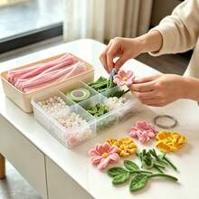 Tallo de tubería de limpieza, materiales florales hechos a mano, conjunto de ramo de flores de terciopelo de tubería con accesorios y tutorial, kit DIY mejorado hecho a mano, adecuado para decoración y regalos - Ramo de la serie colorida - Ver 4