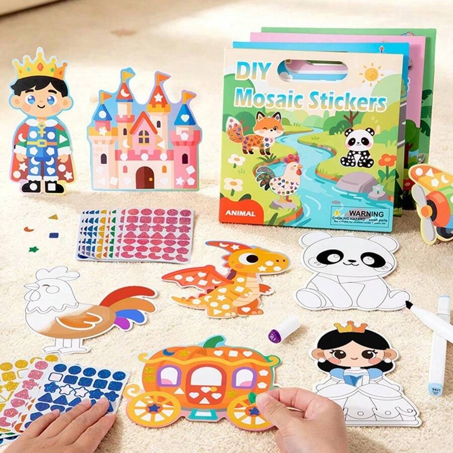 DIY Mosaic Sticker Set For Kids, Mirror Stickers, Laser Cartoon Stickers, Puzzle Educational Toy