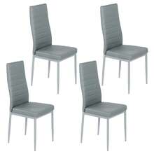 Dining Table And Chairs Set 4, Extendable Table With 4 Faux Leather Chairs For Dining Room, Kitchen, 4 Seater Room Set - White Marble Table + 4 Grey PU Chairs - 查看 11