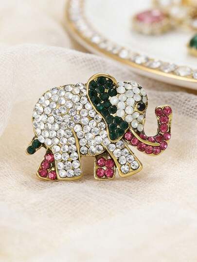 1pc Auspicious Elephant Brooch, High-End Creative Animal Pin, Fashion Versatile Clothing Accessory