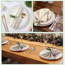 6pcs Napkin Rings, Including Rustic Farmhouse Style, Eucalyptus, Wooden And Bohemian Green Leaf Napkin Rings. Suitable For Spring/Summer, Thanksgiving, Christmas, Bridal Shower And Wedding Table Decor - Green - View 6