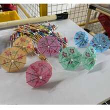 [10/20Pcs] Cocktail Drink Umbrella Picks Toothpicks - Colorful Paper Toothpicks Cocktail Umbrellas For Luau Parasols Hawaiian Tiki Party Decorations.[Styles Are Sent Randomly] - Multicolor - View 10