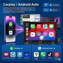 Auto estéreo 1 Din Auto Estéreo De Pantalla 7 Pulgadas Android Auto Carplay Mirrorlink Esterio Carro Stereo Con Cámara Inversa Bluetooth USB - 7311W - Ver 3