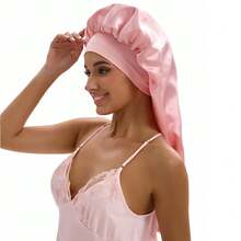 ZTZI Extra Long Sleep Bonnet, Smooth Night Hair Cap For Long Braids & Curly Hair, Wide Elastic Headband Solid Color Casual Polyester Fiber Bonnet For Daily Wear All Seasons - VC Bow 9008 - View 10