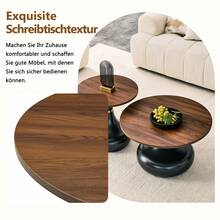 Boho-Style Coffee Table Set (2-Piece)/Melamine Tabletop, Coffee Table With Metal Base/Rustproof And Stable, Stackable/Suitable For Living Room, Bedroom And Office - Walnut Wood + Black - View 11