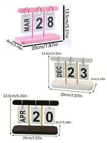 3pcs(Base + Metal Rod + Character Card)Set Nordic Minimalist Creative Flip Calendar, Desktop Decorative Calendar, Suitable For Home Living Room Dining Table, Coffee Table, Office Desk Decoration - Housewarming Gift,Christmas Decorations - Multiple Styles - View 12