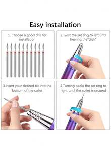 1/2/3/5/10pcs Professional Diamond Nail Drill Bit Set, Electric Nail File, Rotating Nail Grinding Head, Cuticle Cleaning, Manicure And Pedicure Tool Accessories - Red - View 5