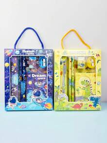 精緻卡通文具禮品套裝，創意學習用品鉛筆盒，6件組，節日禮物，教育禮物，適合學校獎勵，可愛禮物，返校季禮物，學習工具 - 多色 - 查看 6