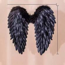 White Angel Feather Wings - Holiday Party Decoration Props, Scene Decoration, Adult Fashion Show Performance Costume, Handmade Party Decoration, Role Play Small Wings Black Angel Wings Party Outfit, Christmas Party Decoration, Costume Decoration Stage Supplies, Christmas Party Supplies, Halloween Party Supplies, Wearable Costume Props, Holiday Costume Props, Holiday Photo Props, Suitable For Adults - Multicolor - View 14