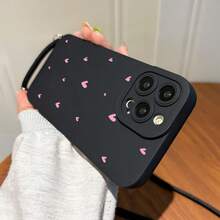 Convenient Lanyard Phone Case With Multi-Functional Adjustable Lanyard And Crossbody Strap, Pupil Black Minimalist Heart Design, Easy-To-Use TPU Shockproof Protective Shell For Apple Phones - Multicolor - View 4