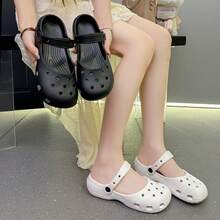 Fashionable Versatile Platform Clogs For Women, Autumn 2026 New Style, Outdoor Wear, Non-Slip Thick Sole, Comfortable, 2-In-1 Slip-On Sandals, Thick Sole Ballet Clogs - Black - View 6