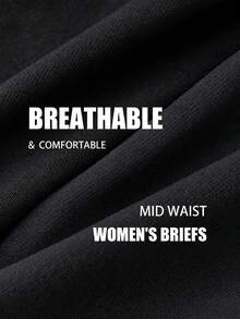 4pcs Seamless Mid-Waist Panties, Maillard Color Comfortable High Elasticity Triangle Briefs - Black - View 10