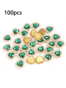 100pcs/16mm Fashion New Colorful Heart-Shaped Rhinestone Rings Hand-Sewn DIY Accessories 30pcs Random Color - Multi-colored Heart-shaped Diamonds - View 15