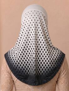Hijab en maille de polyester respirant, hijab instantané imprimé, ourlet double couture, foulard de tête absorbant la transpiration pour le sport, le quotidien, les activités extérieures et la prière - style imprimé diamant - Voir 3