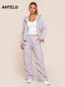 AHTELB Summer Sun Protection Clothing, Skin Jacket, Women's Outdoor Top, Ice Silk Sun Protection Long Pants Sports - Mauve Purple - View 1