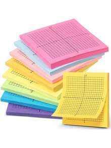 8入格紋便利貼,適用辦公室學校數學用品 - 每本200張,總共200張,7.62x7.62cm 有線迷你格紋筆記本,四象限格紋,背膠設計,適合繪圖、規劃,格紋紙學校用品 - 均碼 - 查看 8