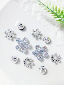 10pcs Silver Shoe Charms Decoration Compatible With Perforated Slippers DIY Accessories - Silver - View 1