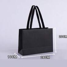 1pc Black Premium Kraft Paper Bag, Suitable For Wedding, Christmas Party, Candy, Food, Cookie Packaging, Also Suitable For Fashion Clothing, Gift Packaging - Gift Wrapping Bags - View 9