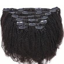 BINF Ekstensi Rambut Wanita untuk Seluruh Kepala, 8 pcs/paket, Rambut Manusia Remy Brasil, Keriting Afro, Warna Alami, Mudah Dipakai - Natural Black - View 3