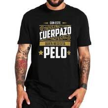 T-Shirt dieser große Körper, der Haare braucht lustige Harajuku Männer T-Shirts Spanisch Glatze Humor Papa Papa Geschenk Männer Kleidung Baumwolle - Schwarz - Übersicht 2