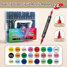 60/48/24/12 Cores Marcadores de Tinta Acrílica, Marcadores Coloridos com Ponta de Pincel Macio, Ponta Única/Dupla Opcional de 1-5mm, Adequado para Pintura e Criação de Arte DIY, À Prova d'Água e Lavável, Pode Ser Usado em Tecido, Vidro, Cerâmica, Plástico e Outras Superfícies, Ideal para Escritório, Escola e Grupos de Estudantes para Pintura, Esboço e Criação de Belas Obras de Arte, Também Suprimentos de Aprendizagem. - Multicolorido - Visão 19