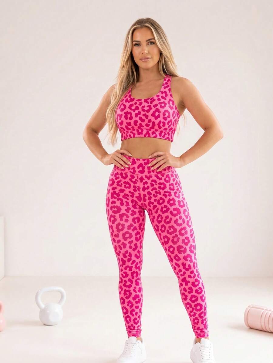 Women's Camouflage Military Outfit With Polka Dots And Plain Design - 玫瑰紅 - 查看 1
