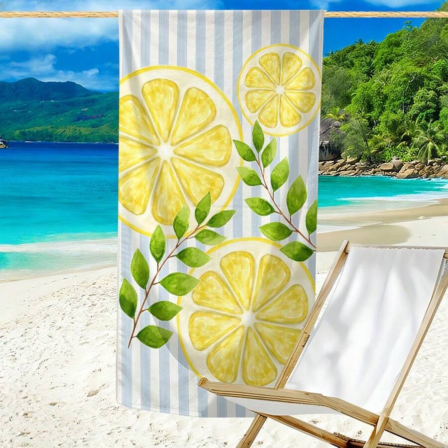 1pc Summer Essential Beach Towel, Cute Cartoon Pattern Design, Made Of Ultra-Soft Microfiber, Durable And Quick-Drying, Perfect For Beach, Pool Or Leisure Center Use. It Features Sand-Proof And Sun-Protection Functions, Lightweight And Comfortable, Ideal For Surfing, Swimming And Yoga Activities. - Multicolor - View 1