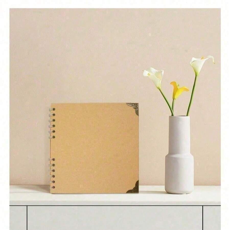30 Sheets/Book Scrapbook, Kraft Paper Can Be Written On, Can Be Freely Collaged Notebook, Spiral Binding, Bow Design, Scrapbook Supplies, Discarded Magazine DIY Base Paper - Multicolor - View 1