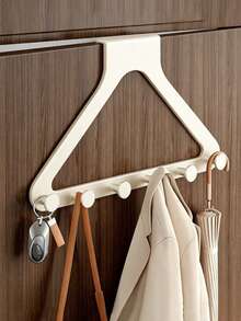2pcs (Grey + White) Plastic Door Hooks, Large Upgraded Triangular Door Hooks, Over-The-Door Coat Rack, Thickened ABS Plastic Material, Strong Load-Bearing, Suitable For Hanging Clothes, Bags, Keys, Hats - Multicolor - View 6