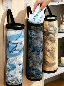 1pc Wall-Mounted Mesh Plastic Bag Storage Rack, Foldable Shopping Bag Dispenser, Breathable Hanging Shopping Bag Organizer, Kitchen Trash Bag Storage Rack, Multi-Functional Trash Bag Storage Rack, Suitable For Home Storage Room, Cabinet Door, Bathroom, Laundry Room - Multicolor - View 1