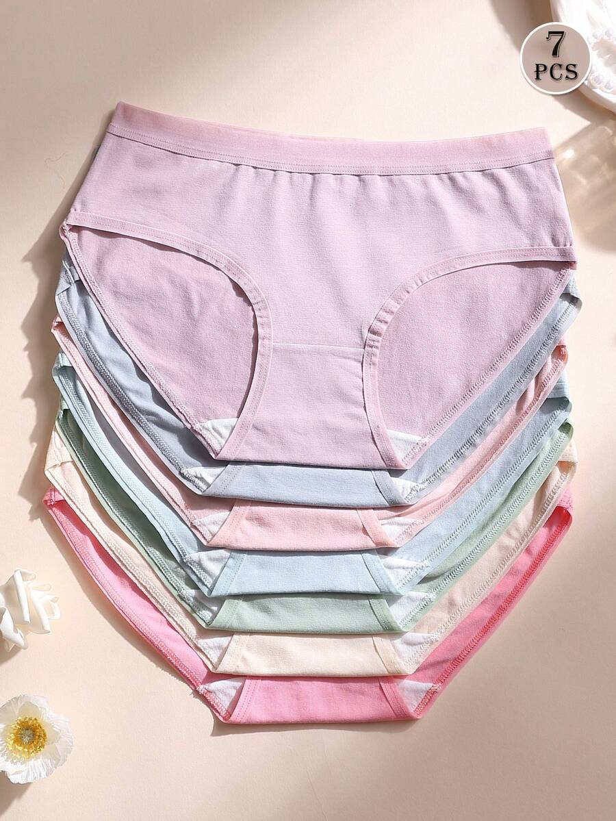 7件組女款低腰無縫內褲，純色舒適透氣，無痕不顯痕