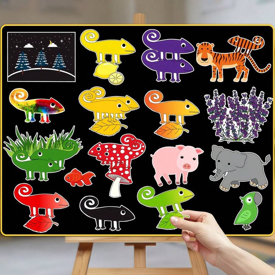 hoojojo 17 Pcs Felt Set, A Color Of His Own, Role-Playing Game, Color Recognition Learning, Fun Classroom Teaching Aids, Back-To-School Season, School Supplies.
